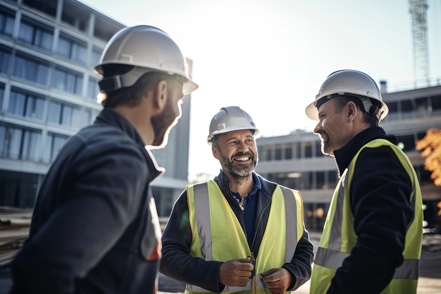 Besprechung Bauleiter auf der Baustelle